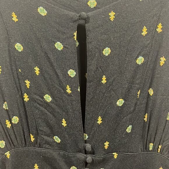 Free People love grows keyhole black button down playsuit romper - Picture 6 of 8